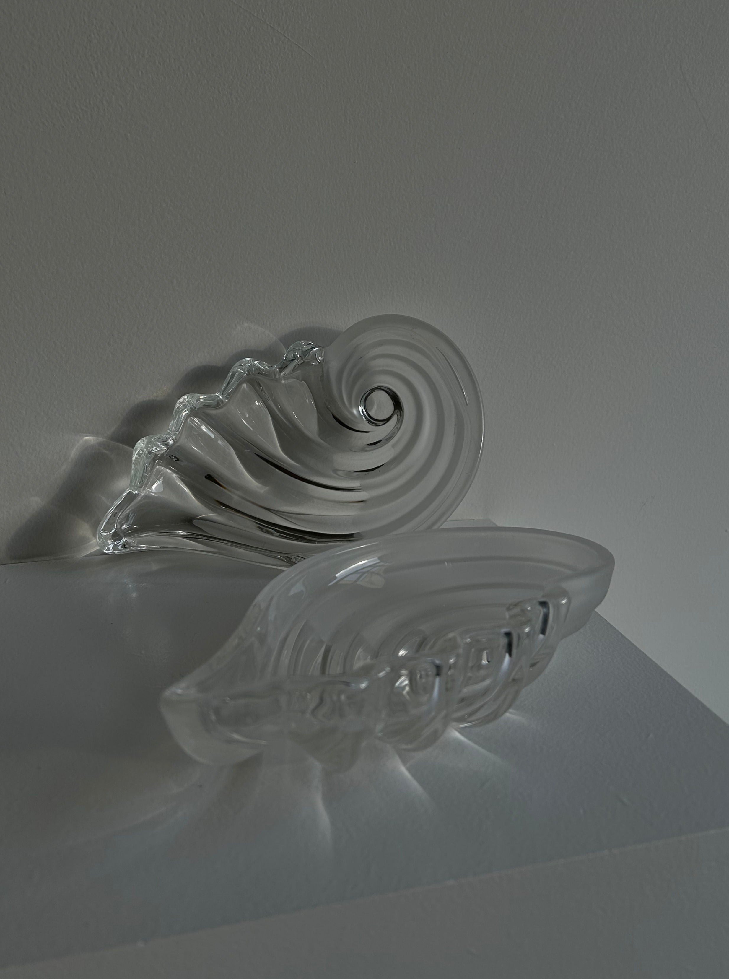 Glass Butter Dish with Beautiful Seashell Pattern and Cover