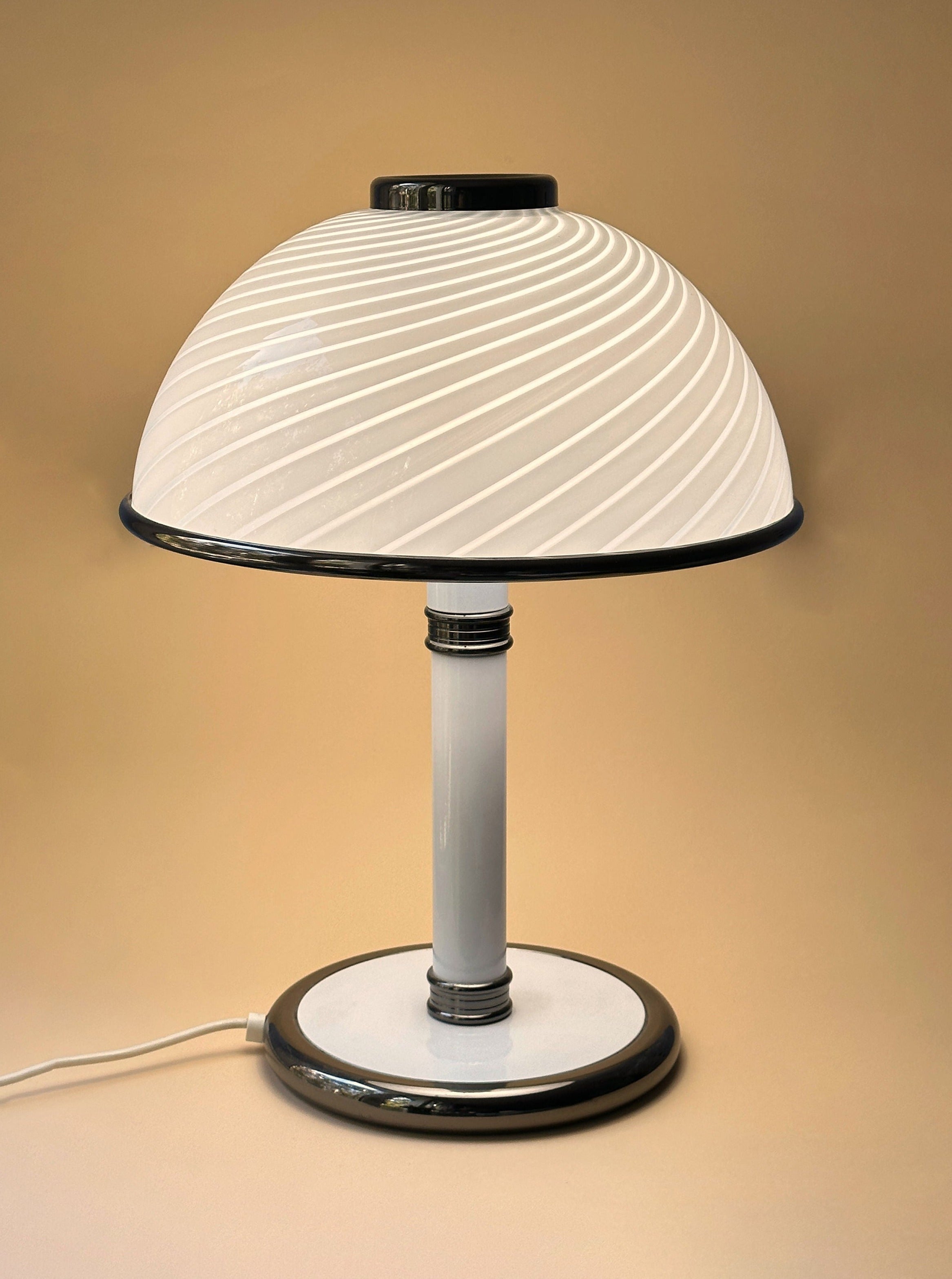 Murano Swirl Mushroom Table Lamp by F Fabbian for Mazzega 1980s