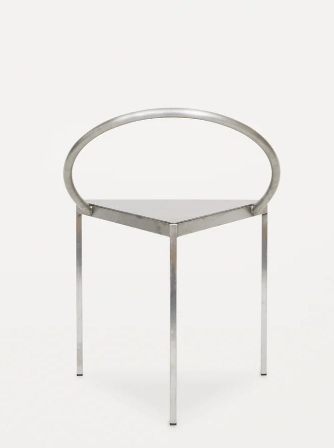 Elegant Triangolo Chair featuring Stainless Steel Legs and Blue Fabric