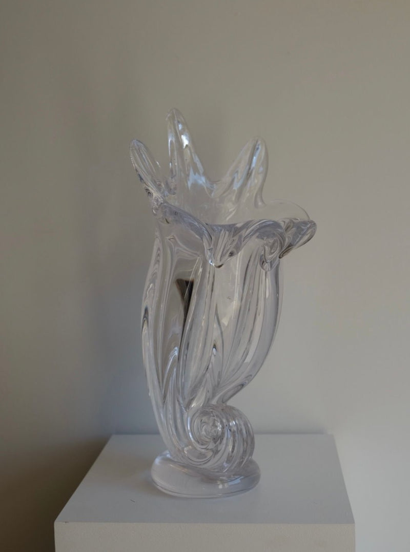 Handcrafted Kosta Boda Shell Vase in vibrant turquoise color
