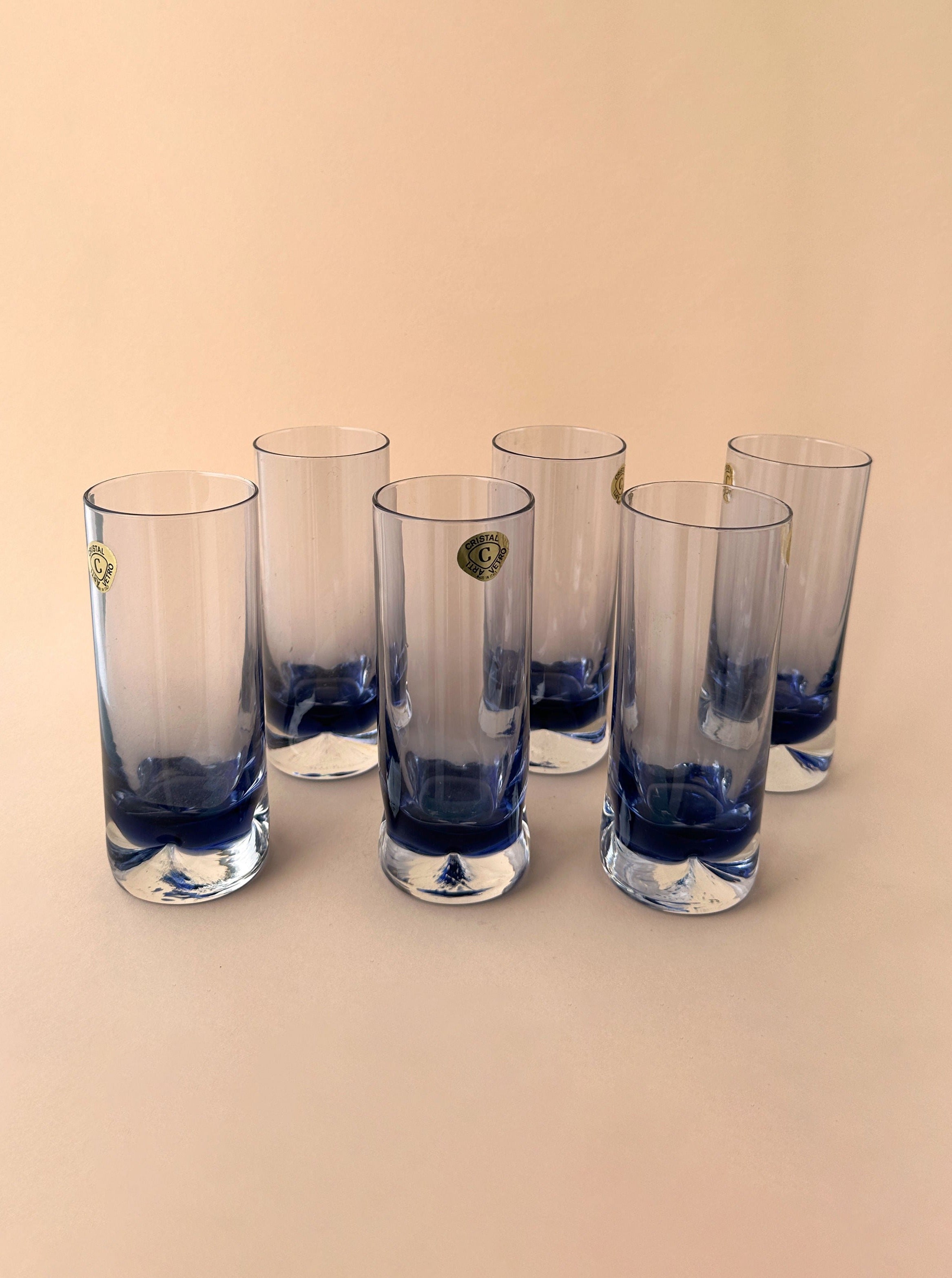 6 Murano Highball Drinking Glasses by Arti Vetro Cristal