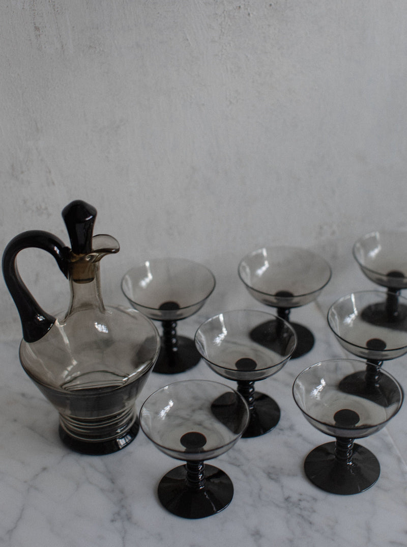 Luxurious Art Deco Decanter & Glass set with crystal clear glass