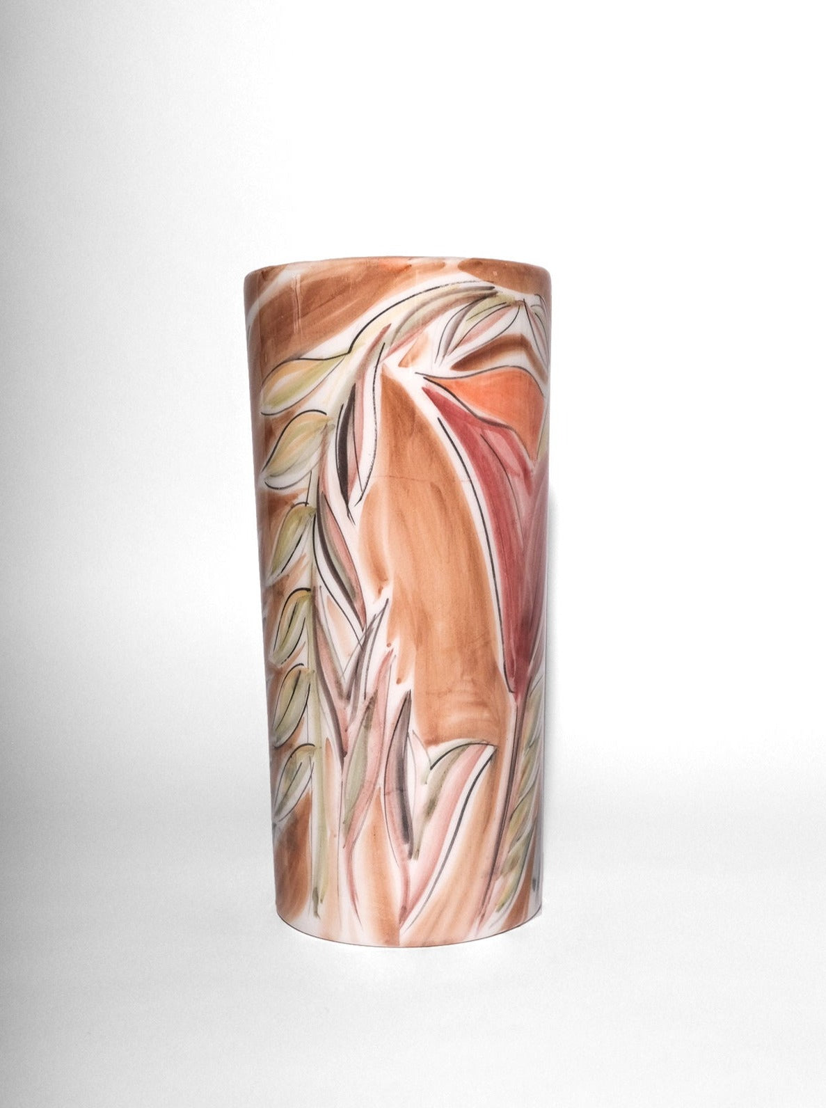 Handcrafted ceramic Vase Antoine Ocre Red with a unique red glaze finish and a sleek, elegant design