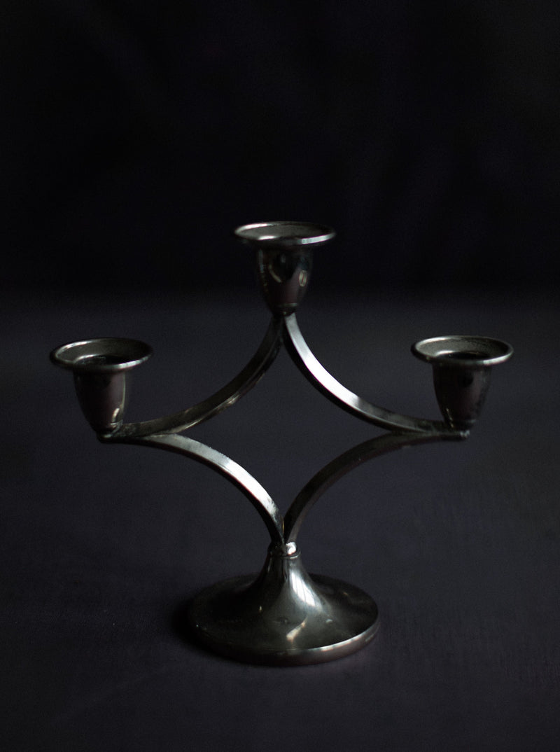  Luxurious Silverplated Candleholder with ornate detailing and smooth polished finish