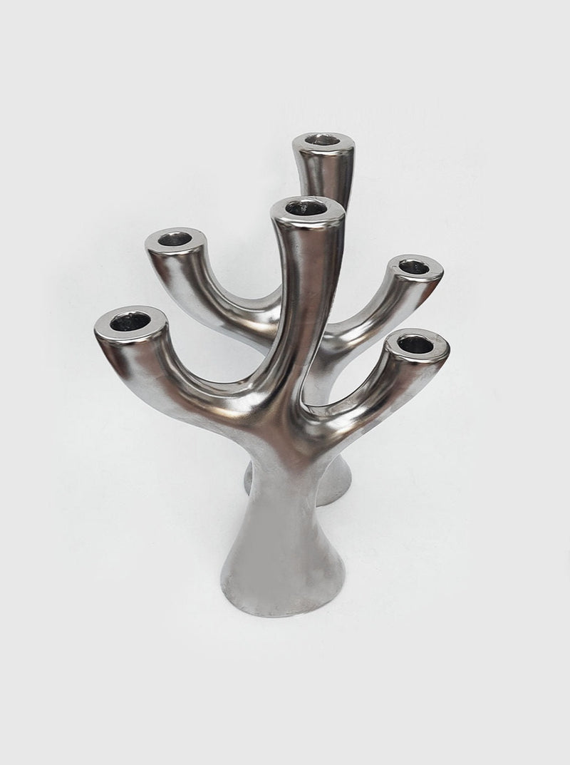Handcrafted Pair of Wooden Tree Candle Holders with Rustic Finish