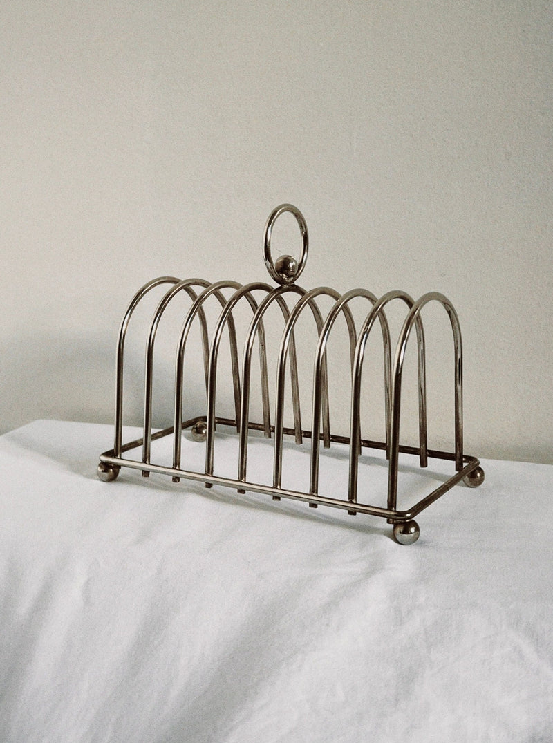 Art Deco Toast Holder with Geometric Design and Gold Finish