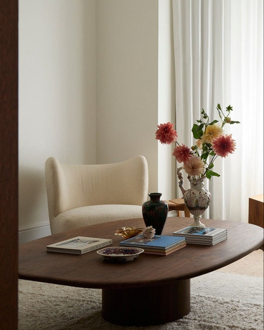 Elegant and sturdy Circa Coffee Table in Walnut with a rich finish