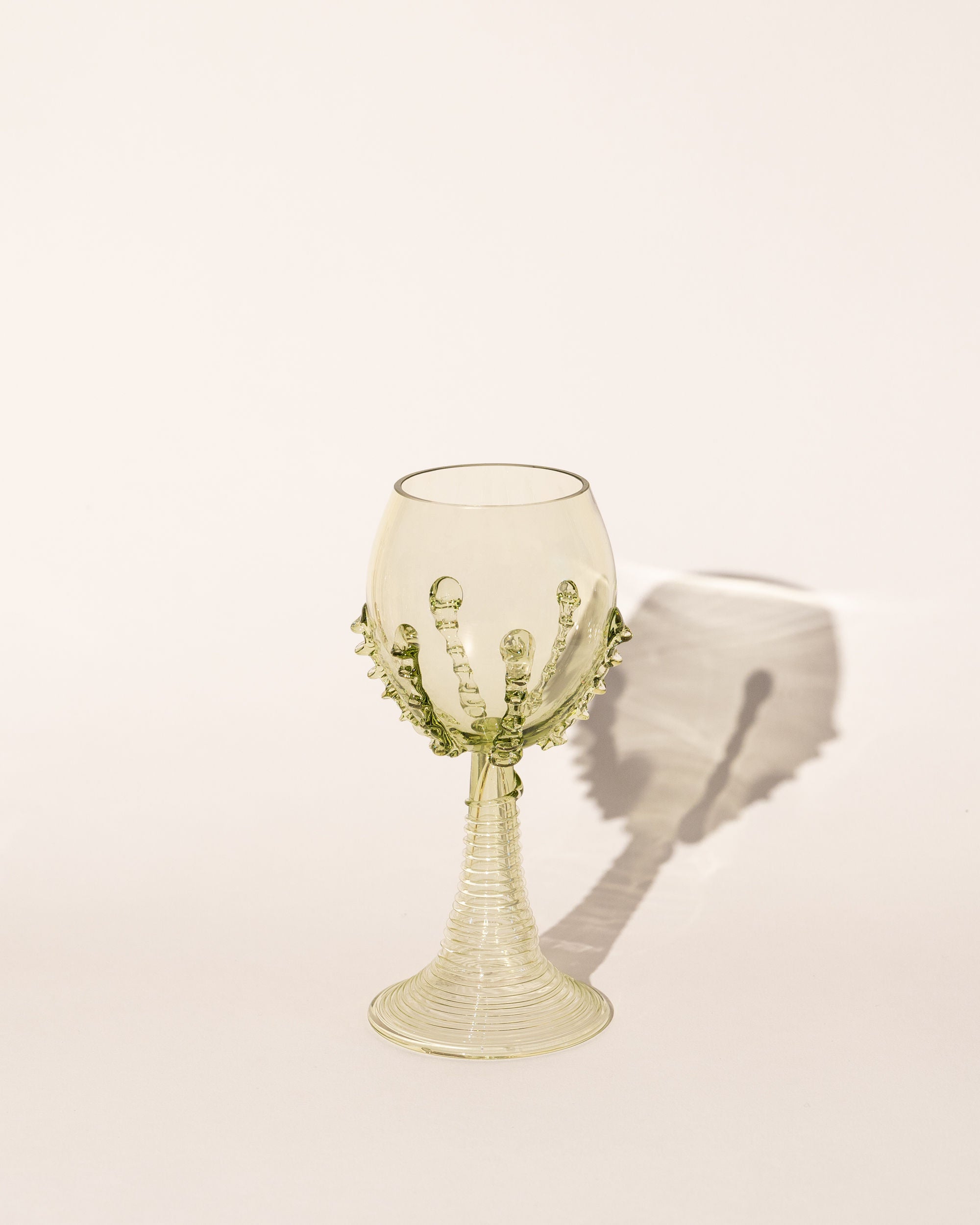 Mouthblown wine goblets - large ribbed
