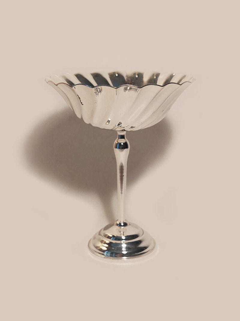 Three beautiful silver-plated dessert cups, perfect for elegant occasions