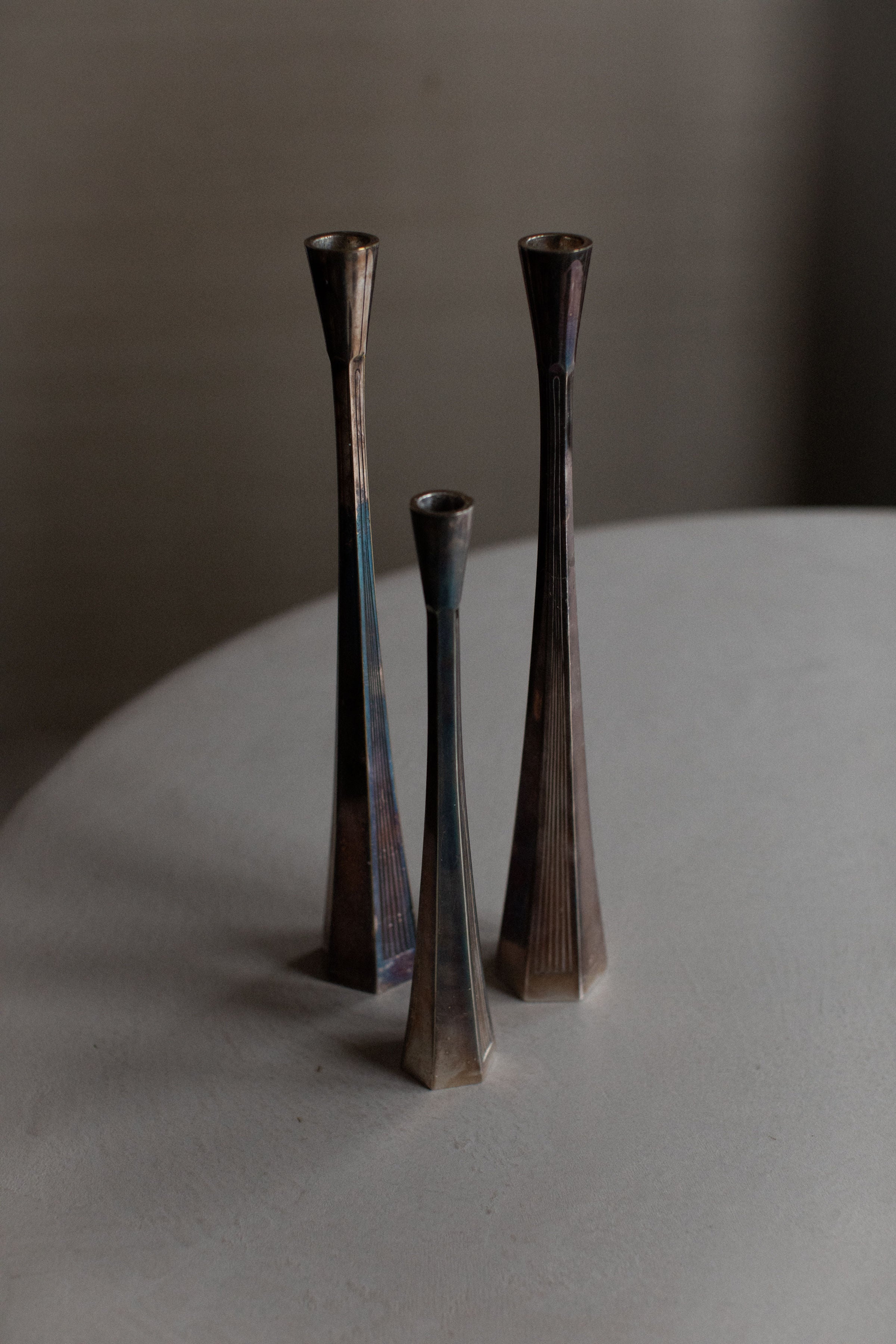 Beautiful silverplated candleholders, perfect for adding elegance to any table setting