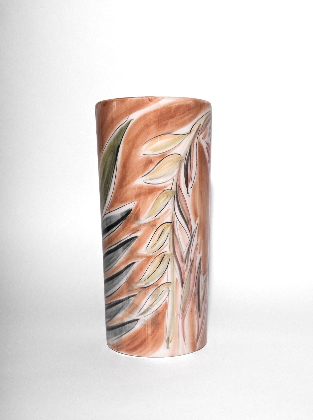 Beautiful handcrafted Vase Antoine Ocre Red with intricate patterns and rich red tones