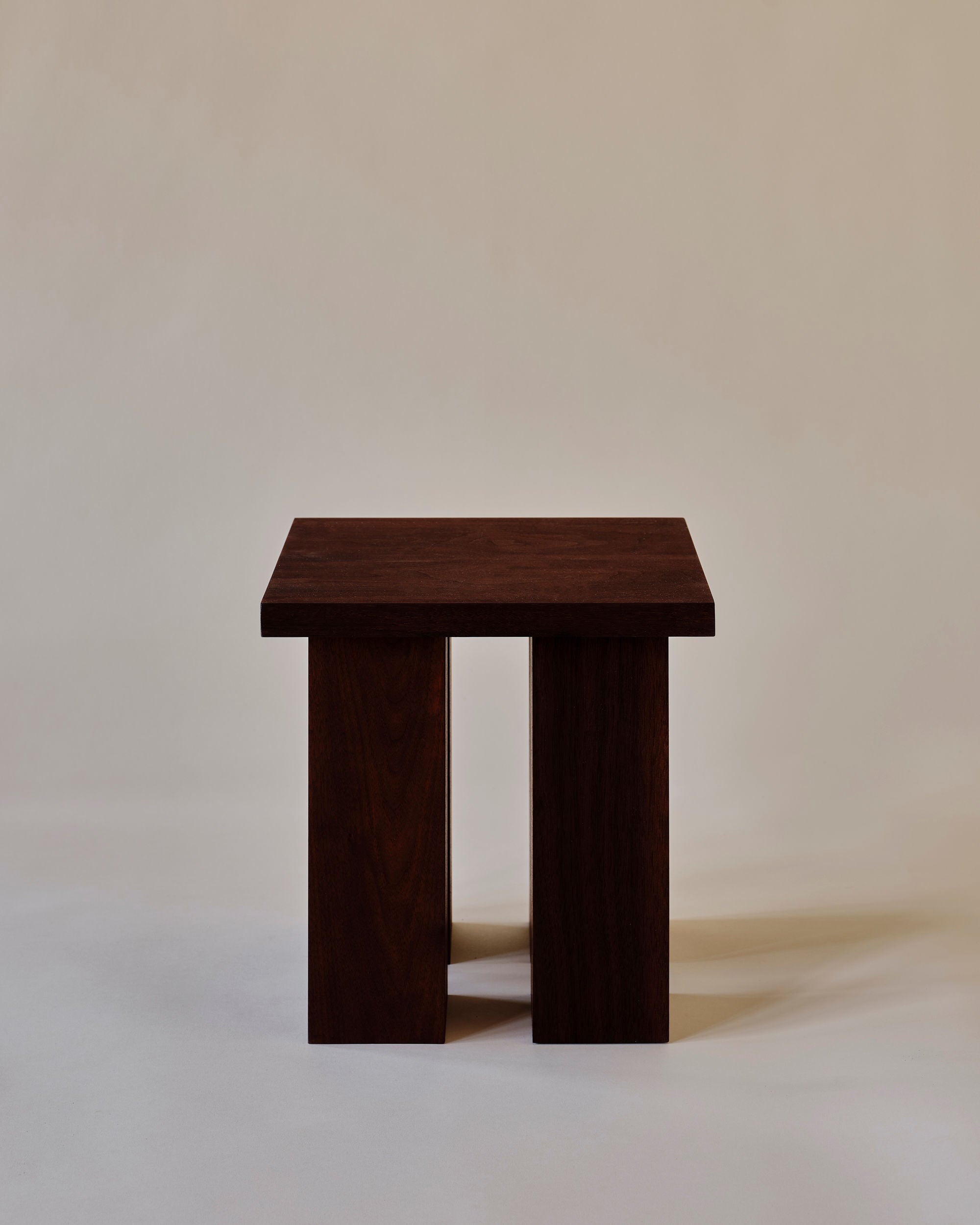 Modern wooden Miter Side Table with sleek design and metal details