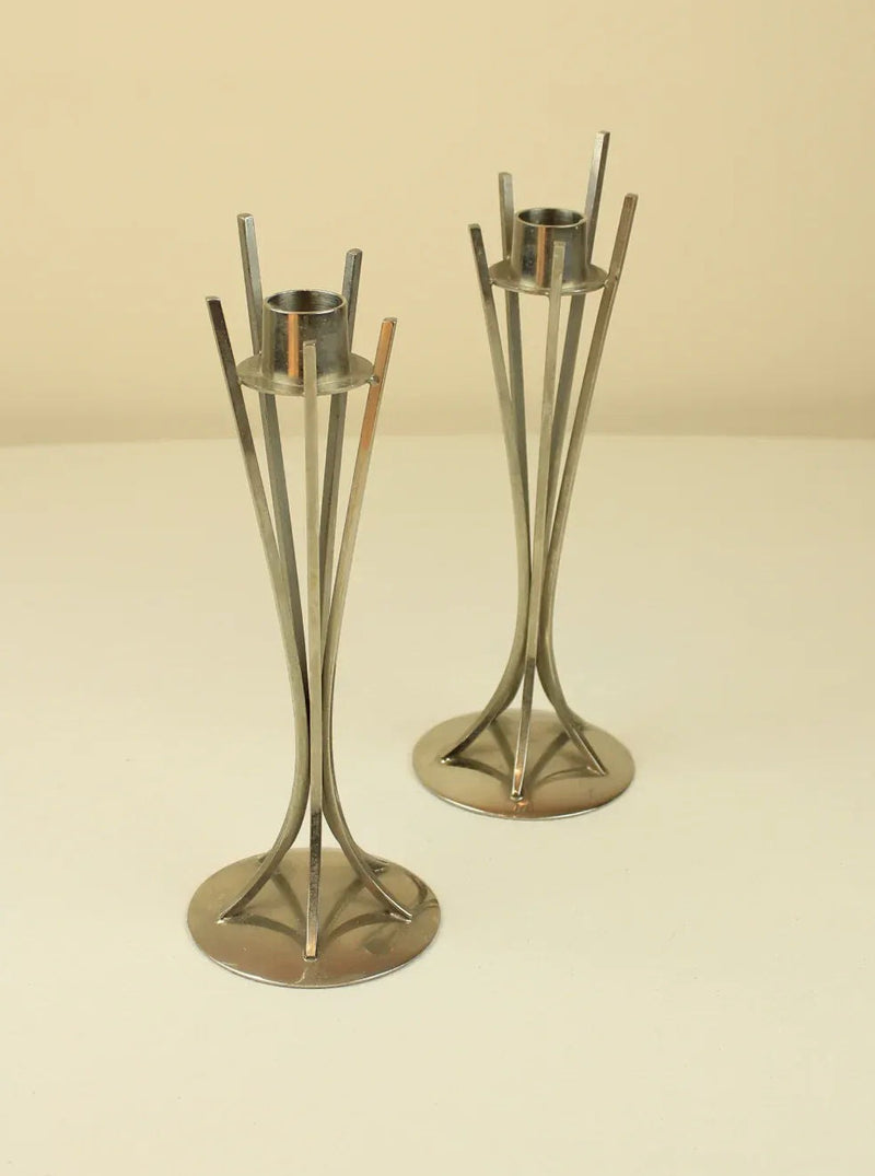  Vintage inspired mid-century candleholders in gold finish