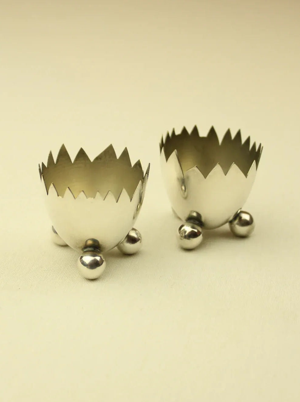 Pair of elegant silver plated egg cups, perfect for serving breakfast