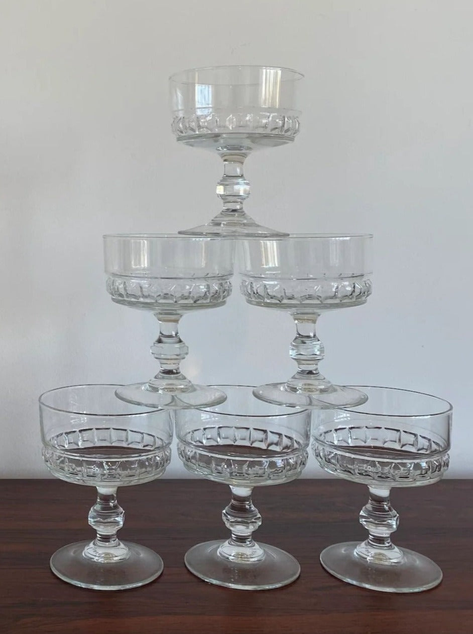Vintage Set of 6 French Pressed Glasses
