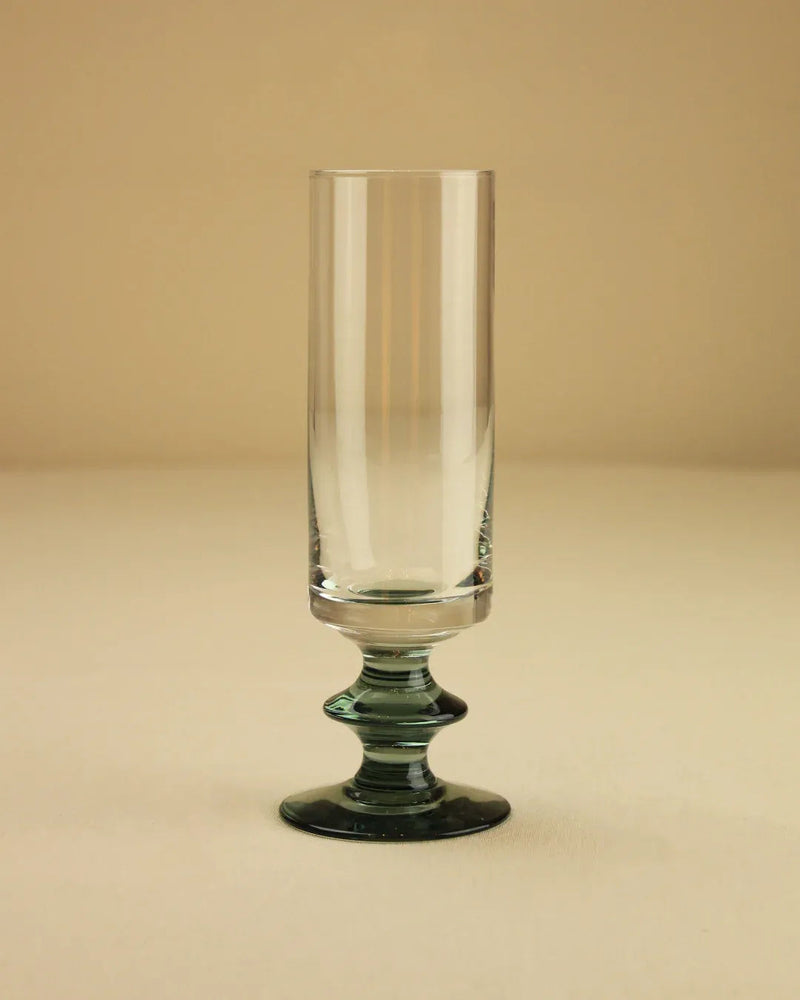  Six tall and slender champagne glasses with classic design 