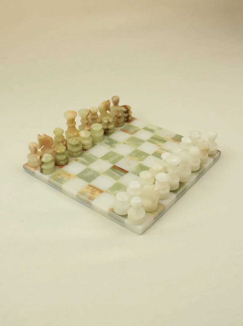 Beautifully crafted vintage chessboard made from stunning onyx stone material