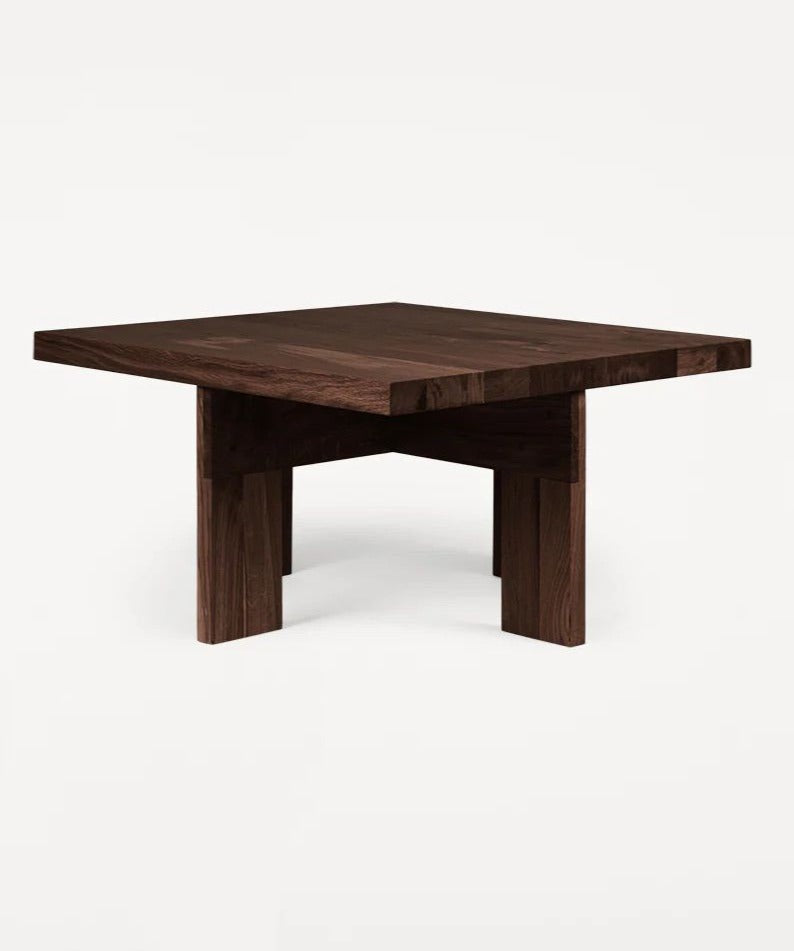 Rustic farmhouse coffee table in dark oak, featuring a stylish rectangle design