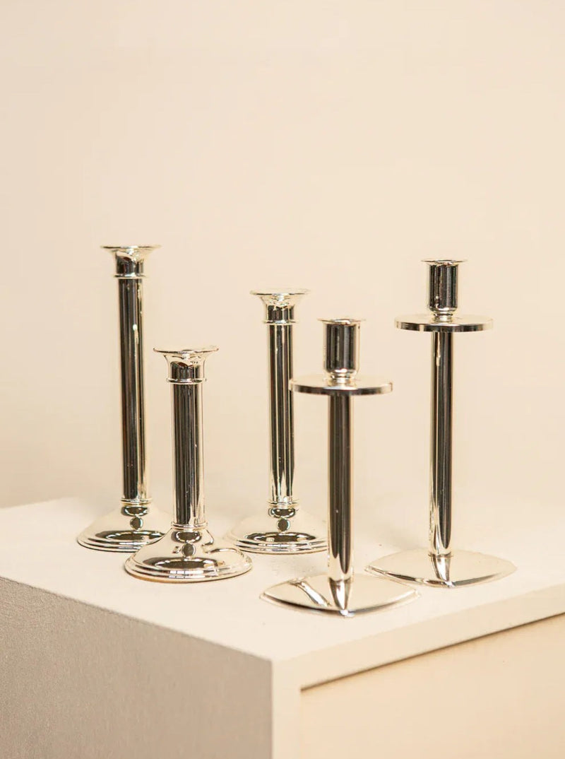 Vintage set of 5 German candleholders from the 1980s, featuring intricate design and craftsmanship