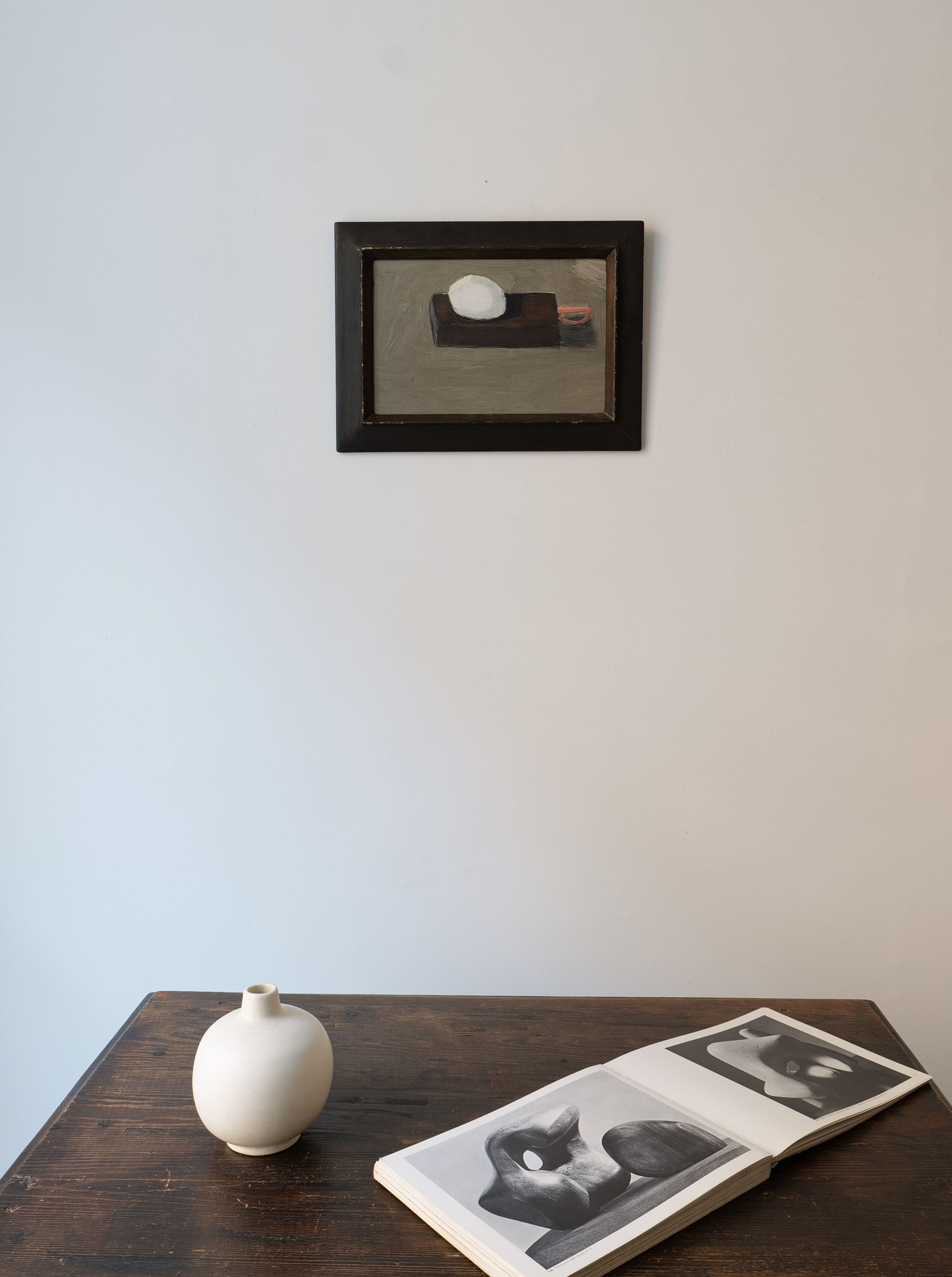  High-quality image of a classic Still Life Hållander 1979 painting in a wooden frame