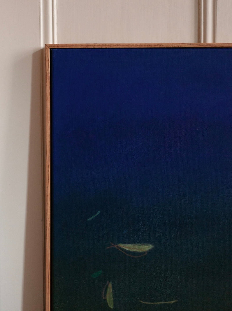 Beautiful abstract acrylic painting on canvas capturing the serene beauty of ocean seabeds
