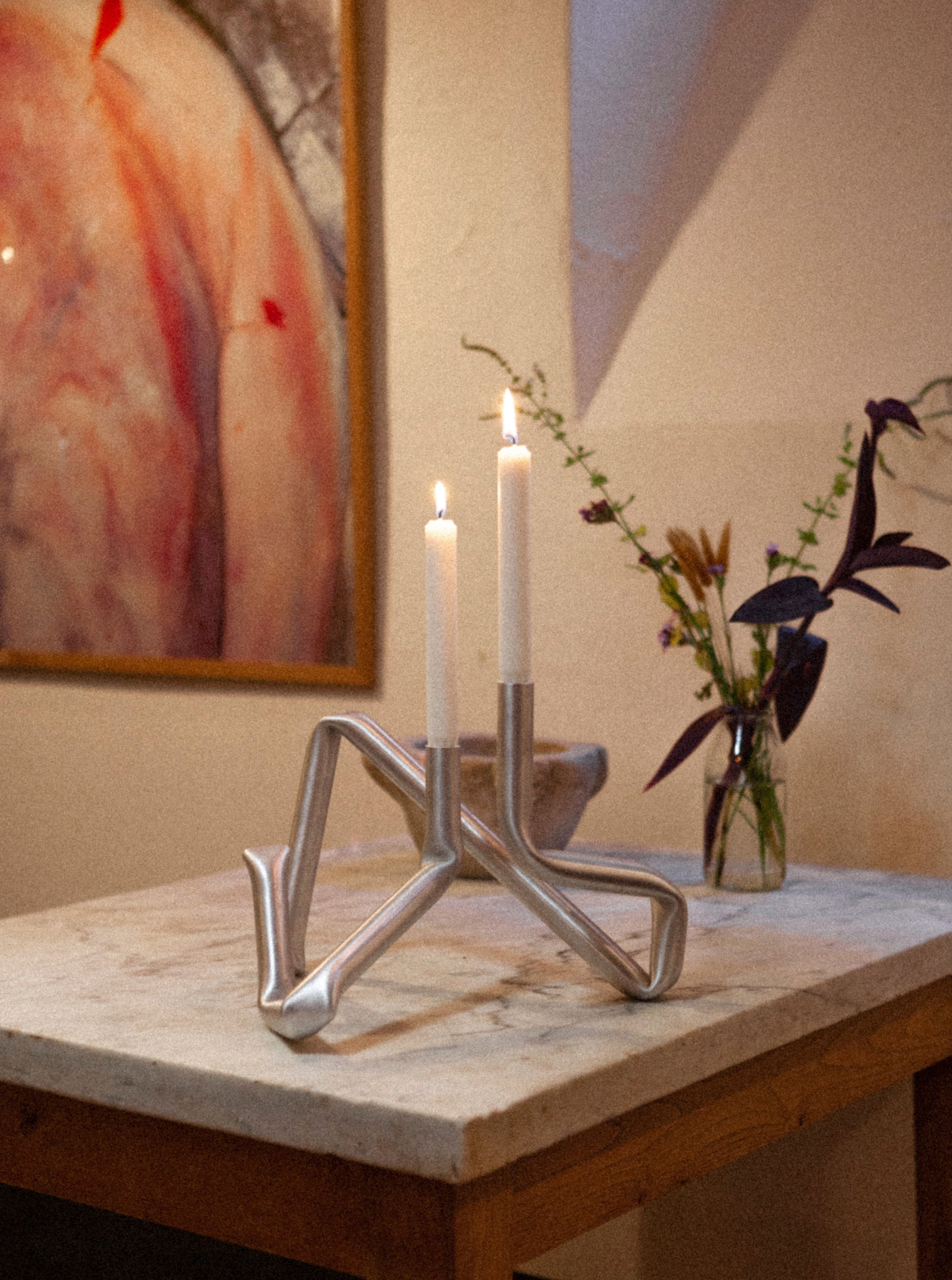 Bucatini Candle Holder (Brushed Aluminium) with sleek and modern design