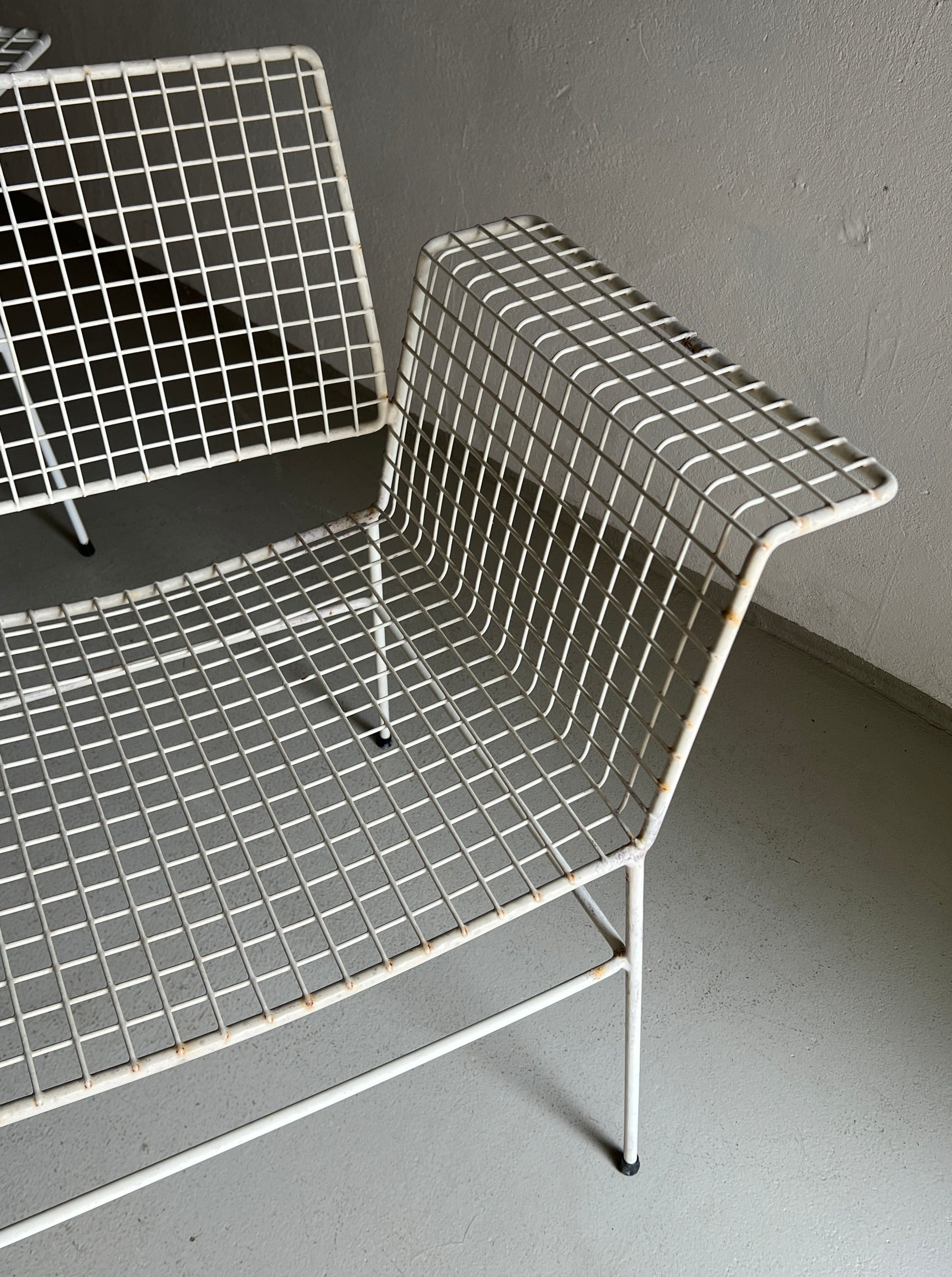 White Metal Wire Chair Erlau Germany 1960s The Oblist