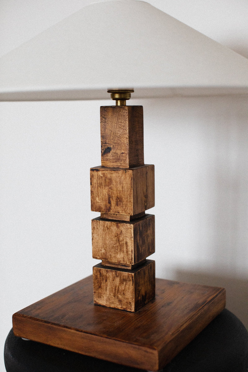 Modern wooden table lamp with a sleek, minimalist design