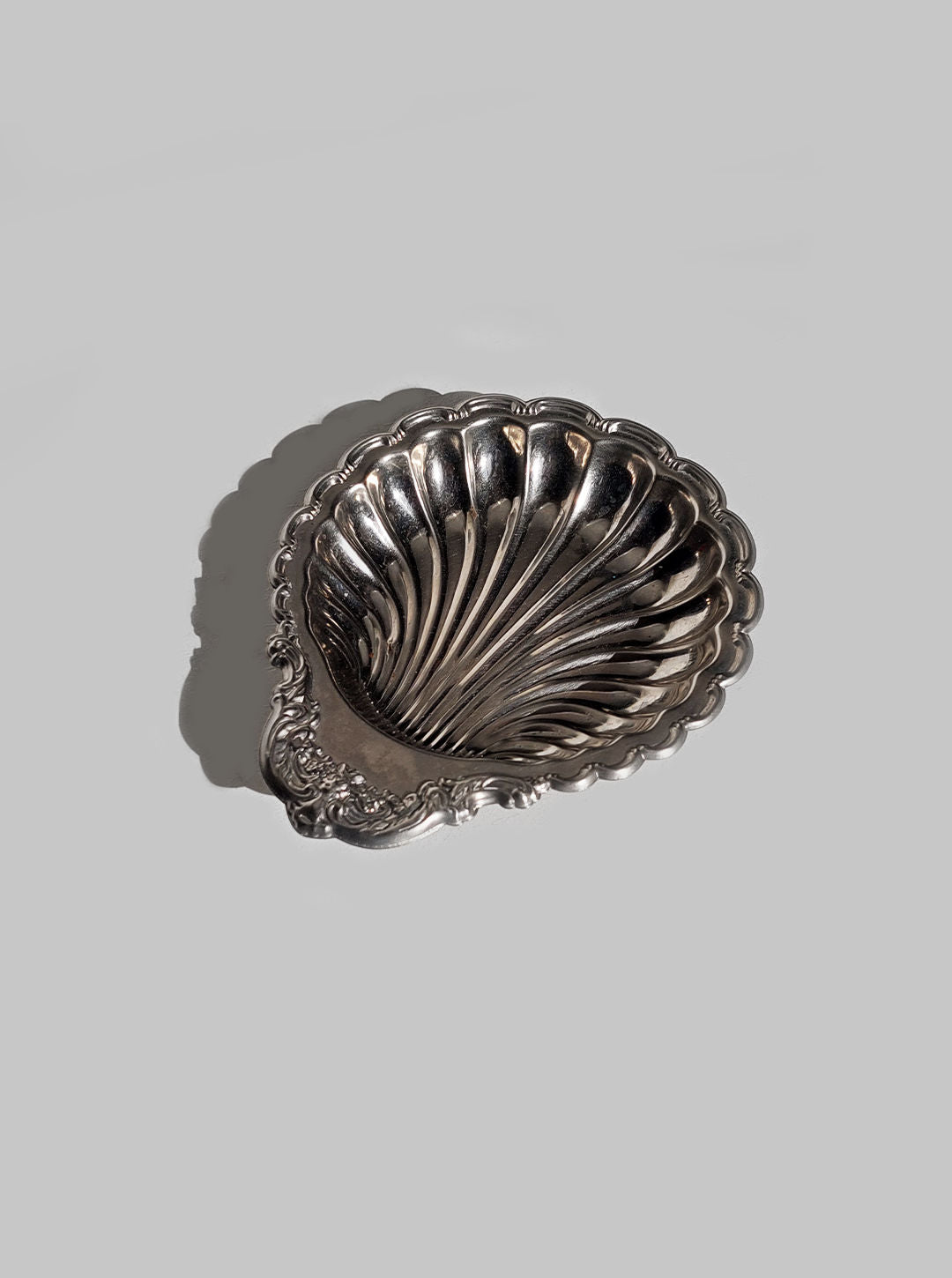 Elegant shell-shaped tray for displaying jewelry or trinkets