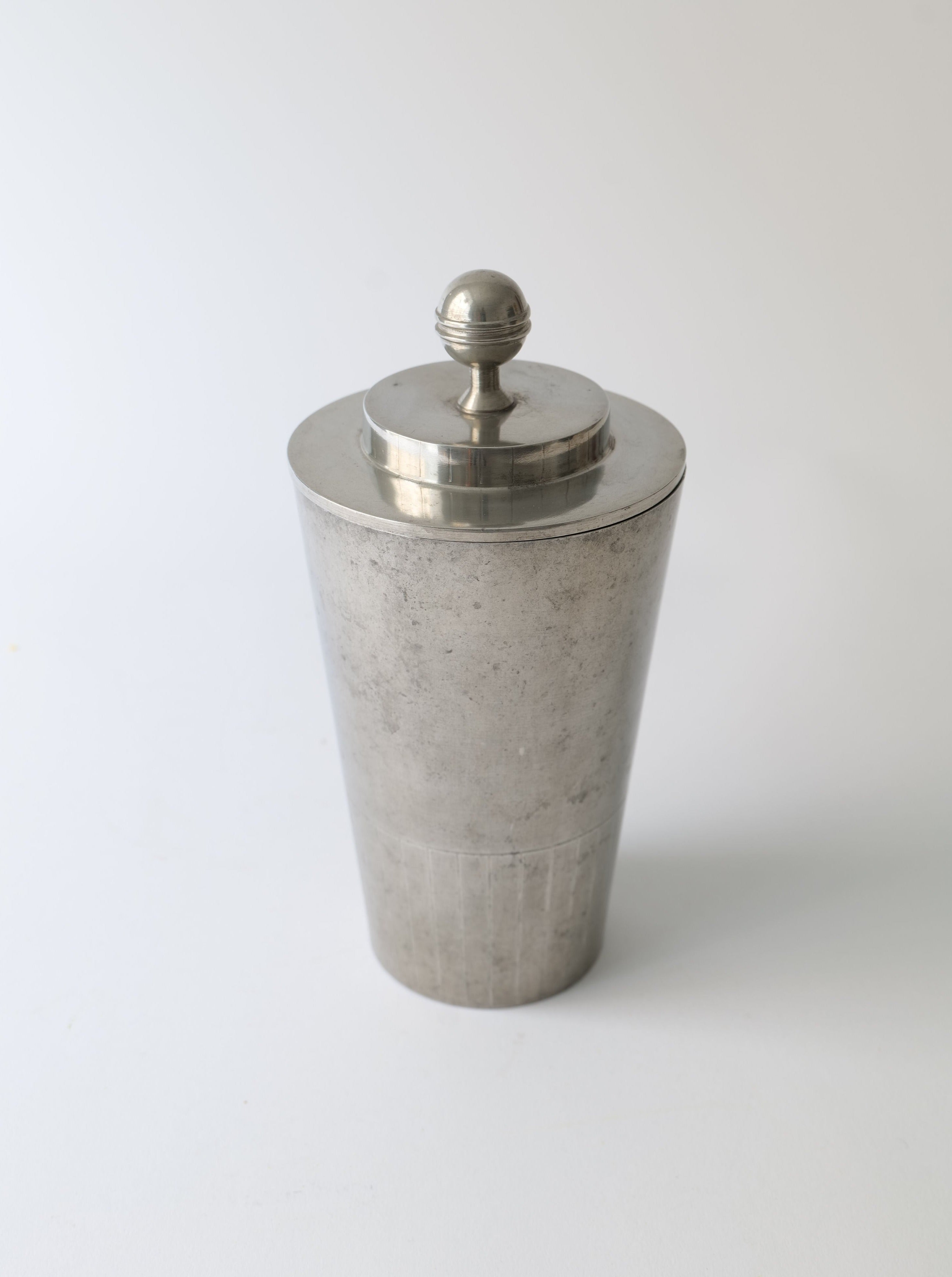 Handcrafted pewter jar from Svenskt Tenn, a luxurious and timeless home decor piece