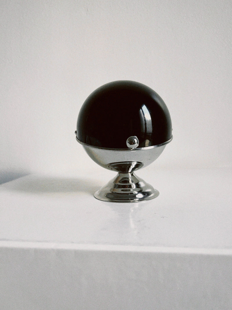  White and grey sugar bowl with a round design and two-tone color