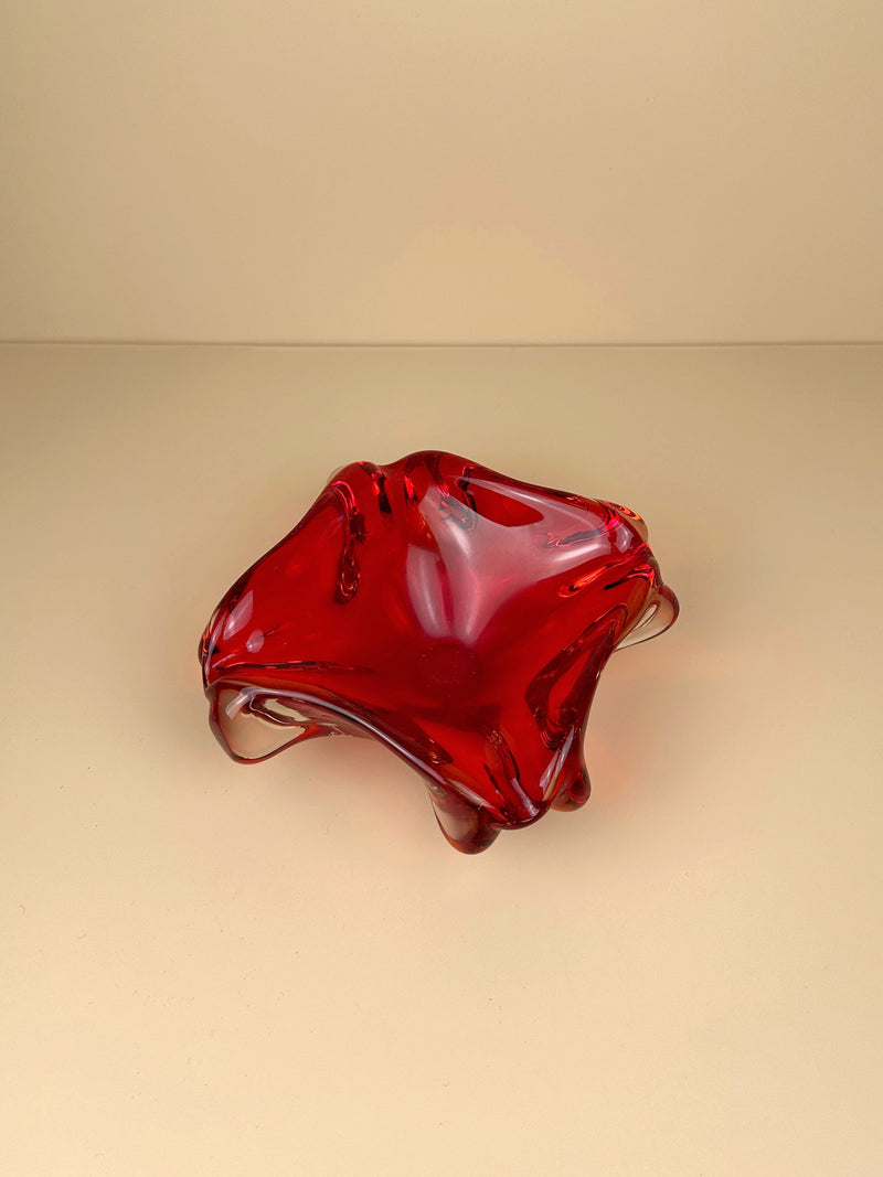 Vintage 1970s Murano Glass Bowl with intricate hand-blown design