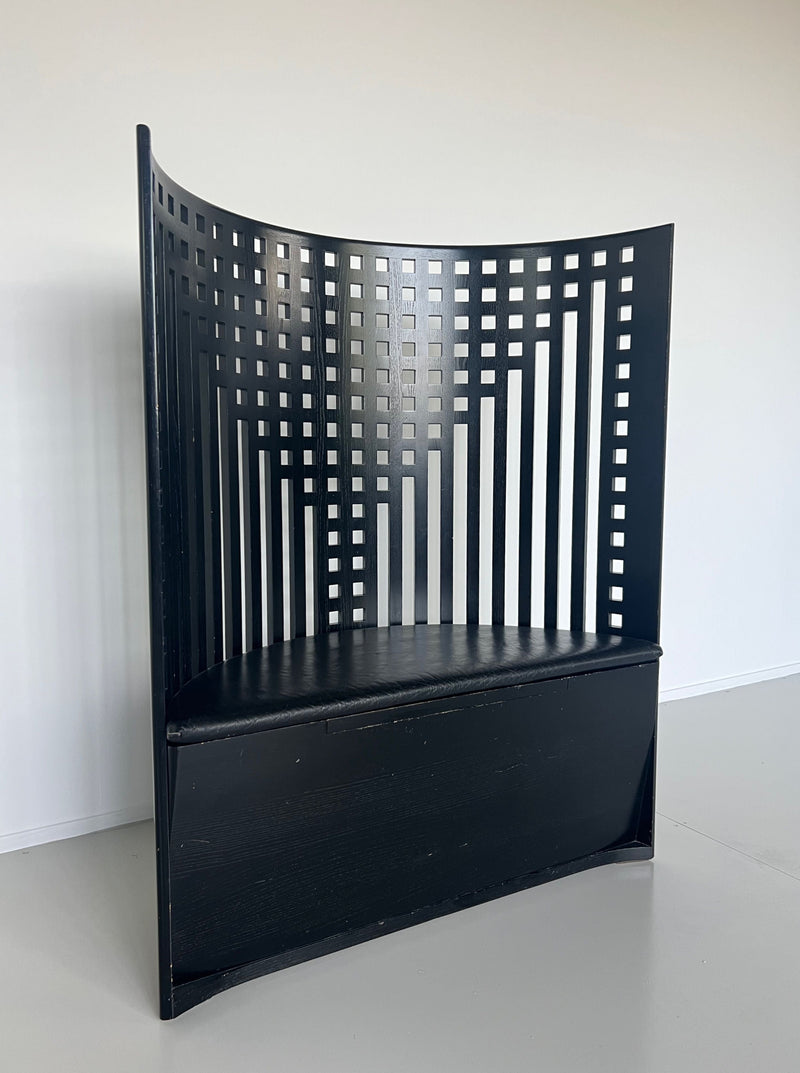  Beautifully crafted Willow Bench by Charles Rennie Mackintosh, inspired by Art Nouveau and Scottish design, perfect for any stylish home