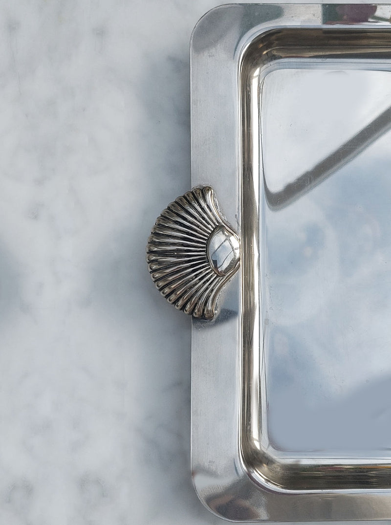 Beautifully crafted large shell tray made of natural materials for serving