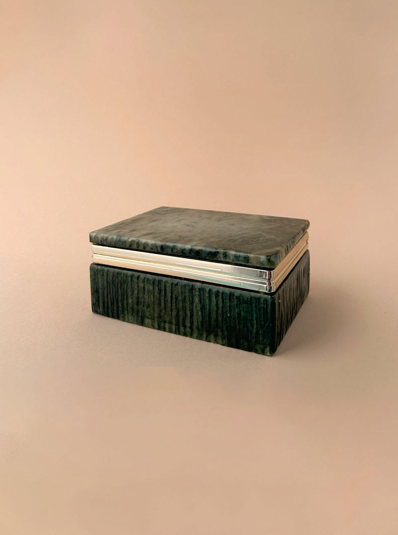 Italian Green Marble Case 70s with unique veining and elegant design